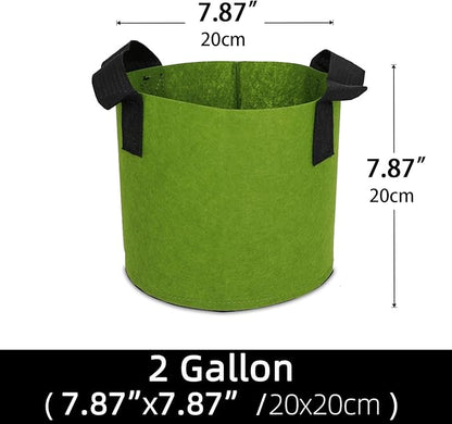 Grow Bags,Growing Pot Bags Garden Grow Bag Indoor Outdoor Fabric Aeration Plant Pot Container Flower Vegetable Pouch (Army Green,2 Gallon)