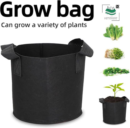 Grow Bags,Growing Pot Bags Garden Grow Bag Indoor Outdoor Fabric Aeration Plant Pot Container Flower Vegetable Pouch (Black,10Gallon)