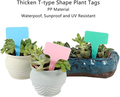 SEIWEI 20Pcs Garden Plastic Plants Labels for Marking Potted Plants Multicolor Greenhouse Flower Trees Stakes Markers Tags T Shape