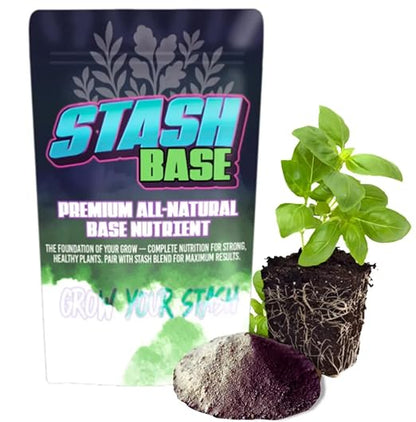 Stash Base Premium All-Natural Nutrient (2.2-4-2.3) – Organic Vegetative Stage Soil Amendment & Fertilizer with Biochar, Crustacean Meal & Kelp – Boosts Root Growth & Stem Strength (42 lbs)