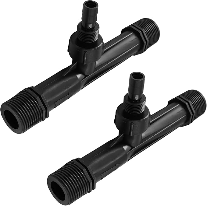 2Pcs 1 Inch Venturi Fertilizer Injector, Black Plastic Irrigation Mixer Tube, Agricultural Water System Device for Garden Farm Lawn