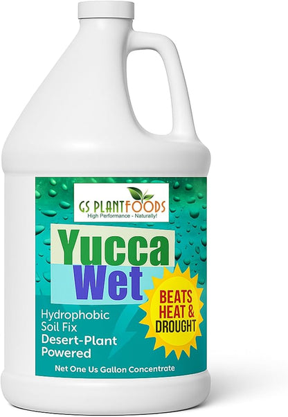 Wetting Agent - Surfactant Wetting Agent (1 Gallon Concentrate) - Liquid Yucca Extract for Plants, Lawns - All Natural & Plant Thirst Quench - Liquid Aeration Soil Loosener