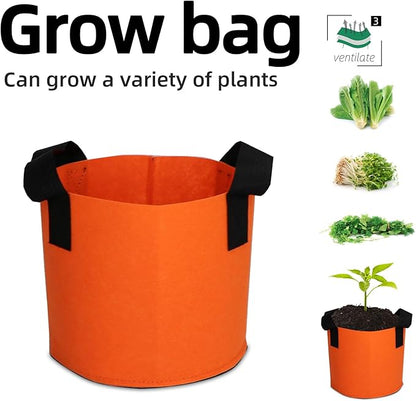 Grow Bags,Growing Pot Bags Garden Grow Bag Indoor Outdoor Fabric Aeration Plant Pot Container Flower Vegetable Pouch (Dark Orange,3 Gallon)