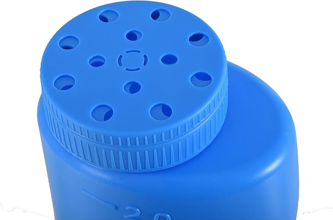 Superio Ice Melt Salt Spreader Handheld Shaker for Lawn Seed, Salt, Ice Melt, Calcium, Deicer Shaker 2 Liter, Adjustable Hole Size, Handy for Fertilizer Lawn Seed Salt to Deice (Blue 2-Pack)