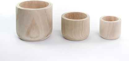 CYS EXCEL 8.25'' Natural Cylinder Planter Lightweight Natural Wood Cachepot for Indoor Plants, Succulents, Herbs, Home & Office Decor