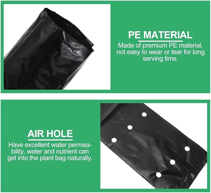 100Pcs Plastic Nursery Bags Pe Planting Pouches for Water Permeability Lightweight Gardening Bags for Fruits Vegetables and Flowers