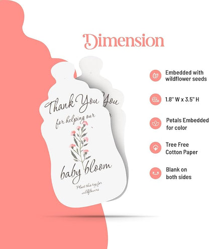 Bottle Shaped Seed Paper – 5Pcs Pink Shower Favors for Guests with Wildflower Seeds, Writable & Plantable, Shower Favor Gifts for Guest