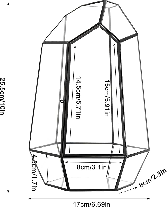 FISCRAT Metal Geometric Glass Planter | 7.9 * 6.9 * 9.8inch Rust-Proof Indoor/Outdoor Planter for Succulents, Air Plants | Space-Saving Vertical Design,a for Apartment Living and Plant Lovers