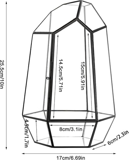 FISCRAT Metal Geometric Glass Planter | 7.9 * 6.9 * 9.8inch Rust-Proof Indoor/Outdoor Planter for Succulents, Air Plants | Space-Saving Vertical Design,a for Apartment Living and Plant Lovers