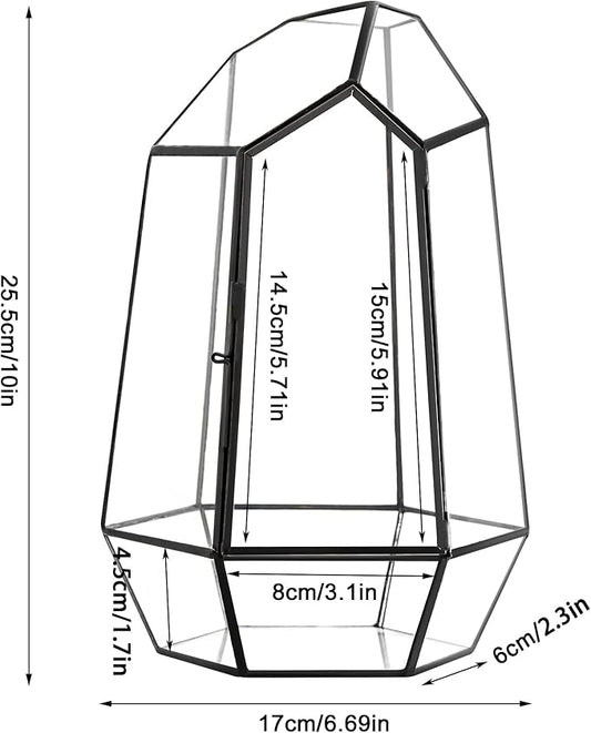 FISCRAT Metal Geometric Glass Planter | 7.9 * 6.9 * 9.8inch Rust-Proof Indoor/Outdoor Planter for Succulents, Air Plants | Space-Saving Vertical Design,a for Apartment Living and Plant Lovers