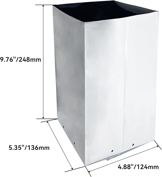 Poly Grow Bag Planters 1 Gallon Grow Bag, 50 Pack Panda Film, Black and White
