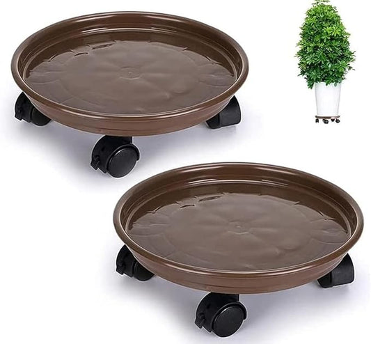 Yiting Plant Caddy with Wheels Heavy-Duty Rolling Plant Stand with Wheels Plant Dolly with Casters for Indoor and Outdoor Plant Roller Base Plant Saucer Mover (13 inch, Brown)