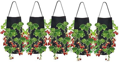 Ulalaza 5PCS Potato Grow Bags with Flap Plant Grow Bags Fabric Multi Ribbon Potato Bag Tomato Vegetable Growth Non-Woven Felt Planting Bag Transparent
