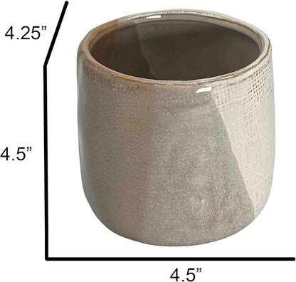 4.5" Ceramic Flower Planter Pot - for Home Decor, Indoor Plants, Gardens, Display, Organization, Storage - Beige