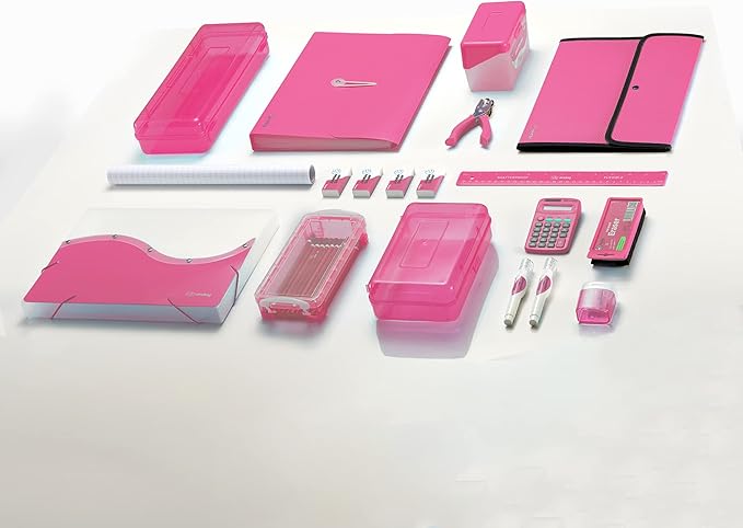 1 Inch 3 Ring Binder 1” Binder Pink Clear View Cover with 2 Inside Pockets, Colored School Supplies Office and Home Binders – by Enday