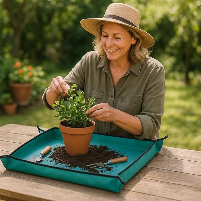 Plant Repotting Mat for Plants, Gardening Hand Tools for Gardeners, PE, 27x27in(68x68cm)