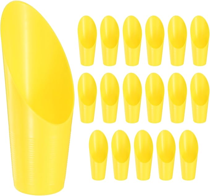 18-Pack Bonsai Soil Scoops, Plastic Garden Soil Scoops Bucket Shovel Potting Scoopers for Transplanting/Flower Planting/Plant Succulent, Colorful Small Gardening Tools [Yellow]