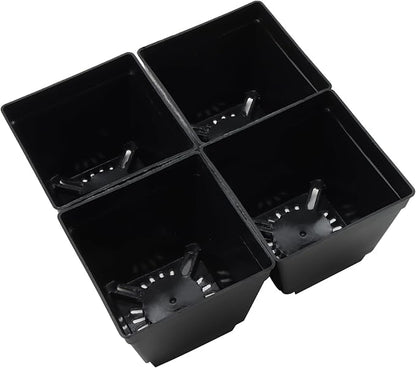 JOIKIT 60 Pack 4 Inch Black Square Nursery Pot, Plastic Square Plant Pot with Drainage Hole, Seedling Nursery Transplant Planter for Indoor, Outdoor, Garden, Office, Balcony