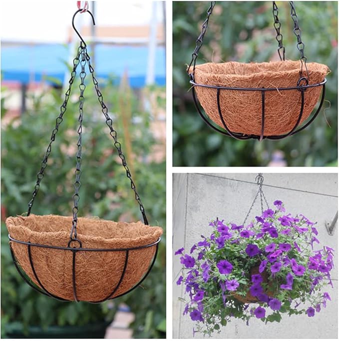Cabilock 1set Coconut Fiber Flowerpot Liners Hanging Planter Inserts for Home Gardening Balcony Decor Wedding Arrangements Light Brown