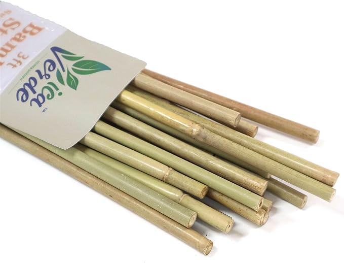 Natural Bamboo Stakes for Plants (25-Pack), 3 Feet Eco-Friendly Garden Stakes for Tomatoes, Vines, Flowers, Climbing Vines, and Outdoor Plants