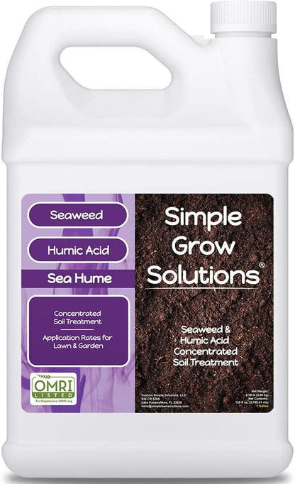 Sea Kelp for Lawn & Plants- OMRI Listed for Organic Use- Seaweed Soil Treatment for Turf Grass & Garden- Sea Hume- Simple Lawn Solutions (1 Gallon)