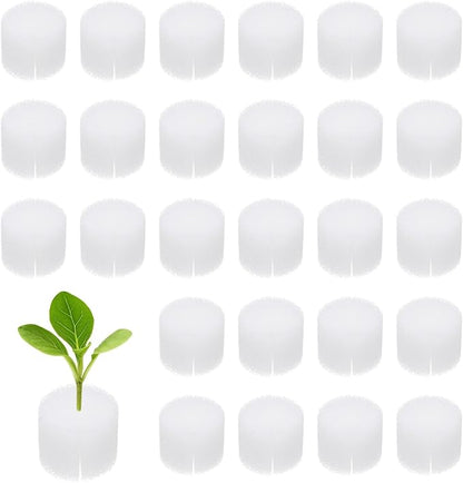 50-Pack Hydroponics Sponges, 0.98 Inch Growing Media Cylindrical Sponges for Planting Gardening Tool/Grow Seedlings/Home Vegetable Flower, Soilless Cultivation Seedling [White]