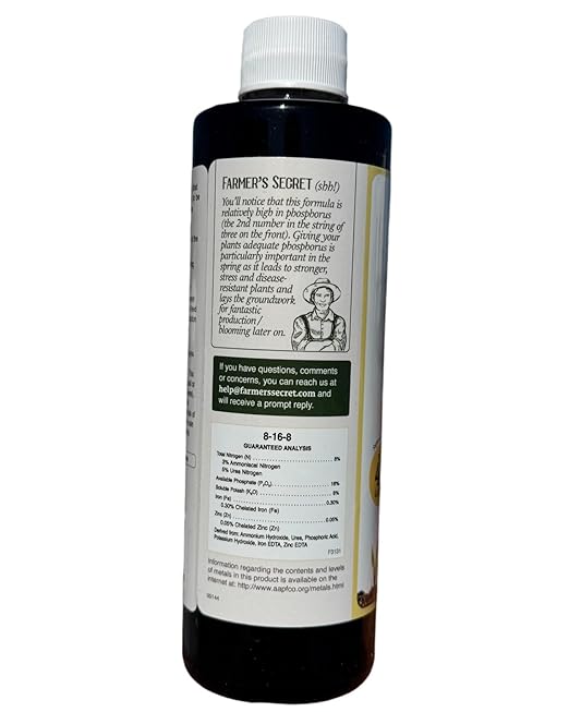 Farmer's Secret Spring Booster Fertilizer (8oz) - Super Concentrated 8-16-8 Formula - Formulated for Spring Application on All Types of Plants - Perfect Blend of Nutrients for Early Season Development