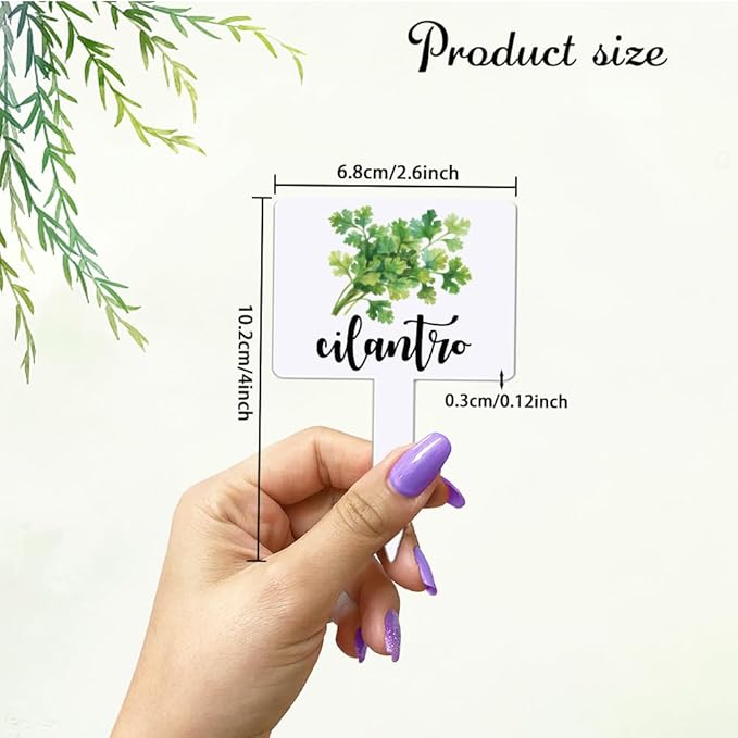 arricraft 15 Pcs Acrylic Plant Label Signs, Herbal Themed Waterproof Garden Stake Labels T-Shaped Plant Marker with Herbal Names for Indoor Outdoor Potted Plants Nursery Marker Decoration