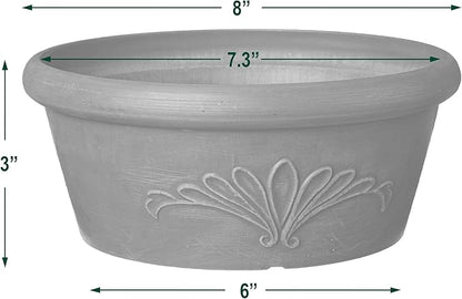 Arcadia Garden Products PSW TA20TP Plastic/Stone/Wood Composite Bulb Pan – No Drainage Hole (Drillable), 8"x3", Taupe