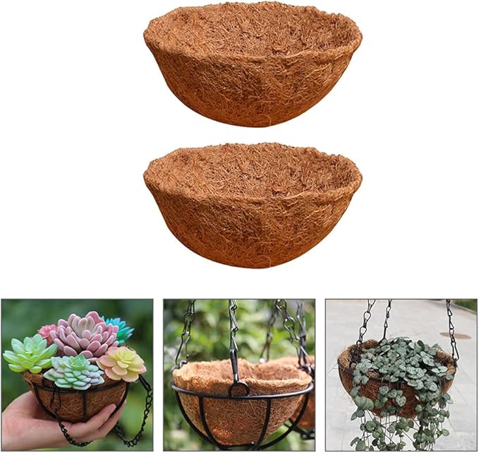 Cabilock 1set Coconut Fiber Flowerpot Liners Hanging Planter Inserts for Home Gardening Balcony Decor Wedding Arrangements Light Brown