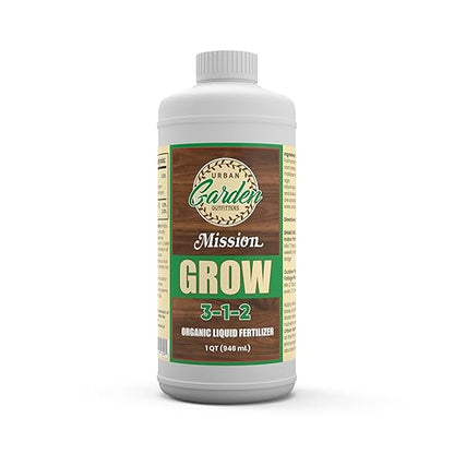 Urban Garden Outfitters Mission Fertilizer Grow 3-1-2 Organic Liquid Plant Fertilizer- All-Purpose, Fish-Based Nutrient Boost for Healthy Growth, Indoor & Outdoor Plants, Quart