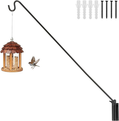 ERYTLLY Extended Reach Deck Hook Wall Pole Wall Mounted, Extensible and Adjustable 28 inch to 43 inch Bracket for Hanging Bird Feeder,Plants,Wind Chimes,Lanterns