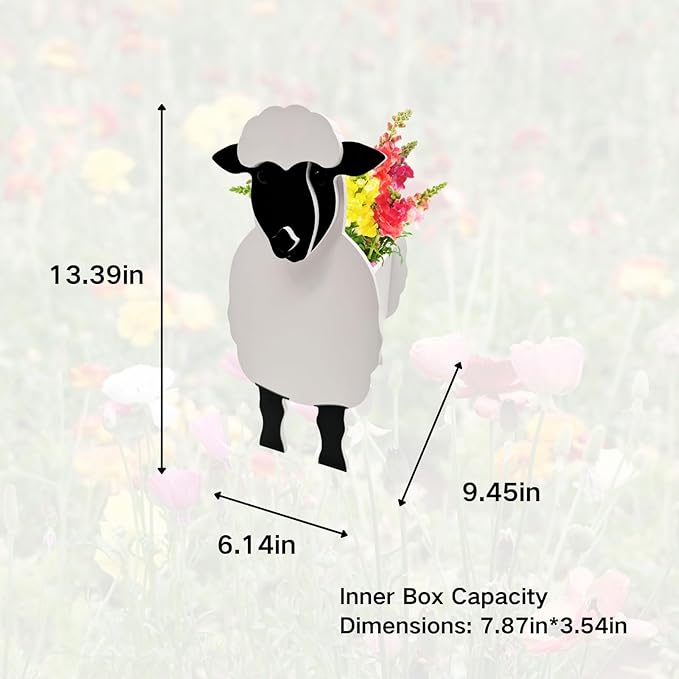 Sheep Planter Plant Pots,Animal Flower Pot for Indoor/Outdoor,Small Cute PVC Animal Face Shape Plant Container Best for Home Office Garden Decoration Mom Gift Ideas