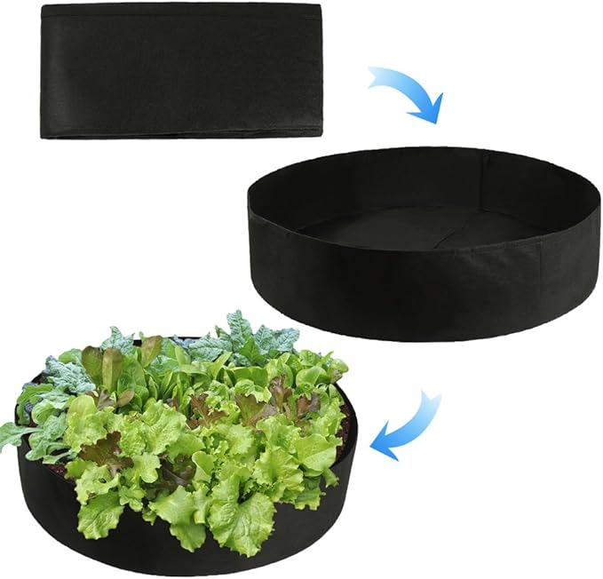 Firlar 2 Pack Fabric Raised Garden Beds, 50 Gallon Grow Bag Planting Bed Round Raised Planter Garden Bed Bag Planter Container for Plants, Herb, Flowers and Vegetables, Black