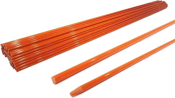 The ROP Shop (Pack of 100) 1/4" Orange Snow Poles Plain Markers, Heavy Duty Fiberglass Rod