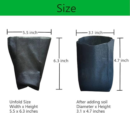 gardtree Plant Nursery Bags 5.5" * 6.3" 400PCS, Non-Woven Plant Grow Bags Fabric Seedling Starter Bags for Vegetable Flower Fruit Saplings Tree, Home Garden Supply