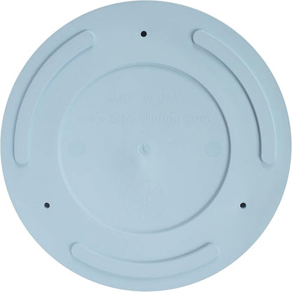 Bloem Mathers 8" Misty Blue Round Modern Resin Garden Planter Pot with Drainage Holes and Removable Saucer Tray Included