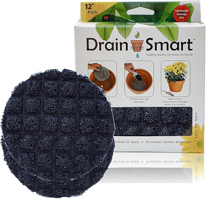 3D Mesh Planter Pot Drainage Insert Disc – Made in USA – Keeps Soil in, Lets Water Drain Out – Cleaner, Lighter Alternative to Gravel for Indoor & Outdoor Planters (12" – 2 Pack)