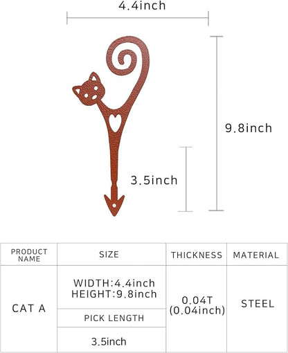 Cat Garden Stake A – Powder-Coated Metal Plant Pick & Cute Decor for Indoor & Outdoor Planters and Gardens