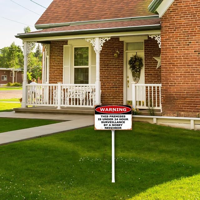 8 x 12 inch Surveillance by A Nosy Neighbor Yard Sign Stakes Outdoor Lawn Yard Signs