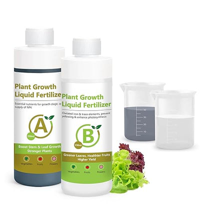 250ml Hydroponic Plant Food Nutrients, Indoor Herb Hydroponics Growing System General Plant Food A and B Fit for Vegetables, Fruits, Flowers。