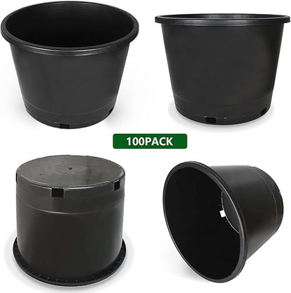 10-Pack 8.4 Gallon Round Planter Nursery Pots, Flower Plant Container Injection Molded Plastic Nursery Pots Gardening Pots for Indoor Outdoor Vegetables, Succulents, Black