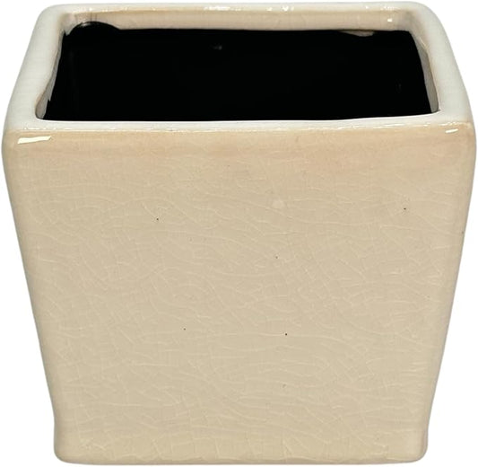 Admired by Nature 4" Ceramic Flower Planter Pot - for Home Decor, Indoor Gardens, Succulents, Organization, Display, Storage - Small White