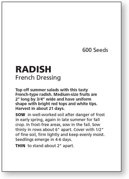 Burpee French Dressing Radish Seeds 600 seeds