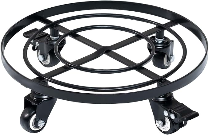 Idzo Round Heavy Duty Plant Caddy with Wheels, Cast Iron Plant Dolly, Plant Stand with Wheels, Load Capacity 180 Lbs, Repositioning Heavy Pots, Hauling Heavy Household Items, 14 Inch - Black