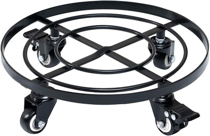 Idzo Round Heavy Duty Plant Caddy with Wheels, Cast Iron Plant Dolly, Plant Stand with Wheels, Load Capacity 180 Lbs, Repositioning Heavy Pots, Hauling Heavy Household Items, 14 Inch - Black