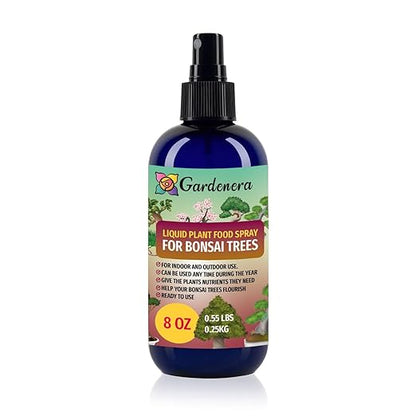 Gardenera Professional Bonsai Tree Superfood Spray Mist for Home Gardening | Micro-Fungi Enriched Fertilizer Mist for Healthy Leaves & Growth | 18 Essential Vitamins & Minerals for Bonsai - 8oz