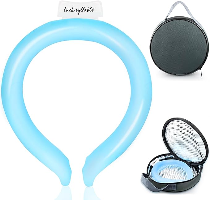 Neck CoolingTube with Insulated Bag, Reusable Ice Coolers Wearable Cooling Products, Neck Ice Coolers for HotWeather (Blue)