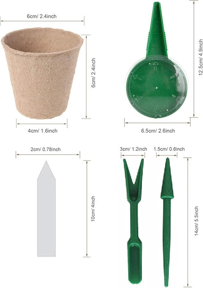 Woohome 202 PCS Peat Pots and Peat Pellet Fiber Soil Plant with Plant Label, Round Peat Pots and 30MM Peat Soil Pellets, Plastic Plant Tags and Loose Soil Tool for Home Plant Starters