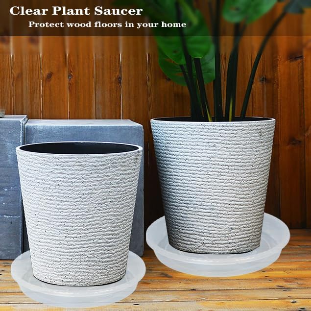 9 Pack of Clear Plant Saucer 6 8 10 inch, Plastic Flower Plant Pot Saucer, Heavy Duty Plant Drip Trays Saucers for Indoor, Plant Water Tray for Planters